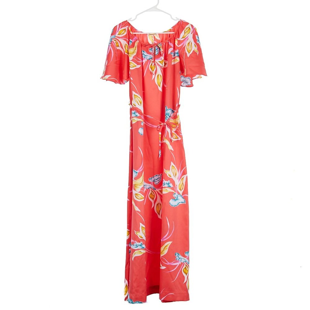 Vintage Hilo Hatties Hawaii Hawaiian Floral Maxi Dress Women's Medium
